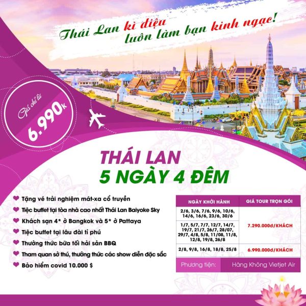 Tour Du Lịch Thái Lan 5 ngày 4 đêm